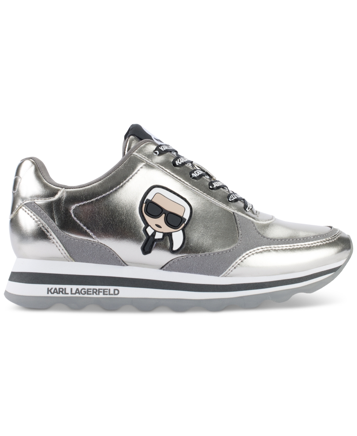Karl Lagerfeld Paris Meade Metallic Sneaker In Pewter