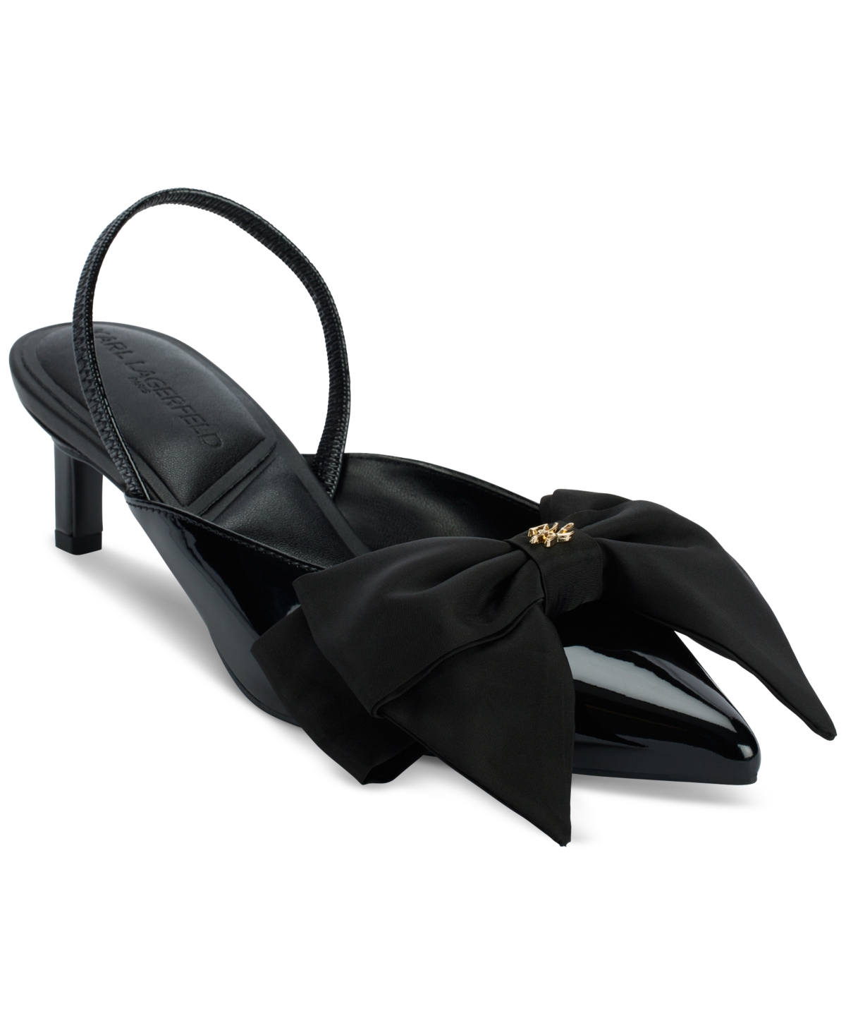 Karl Lagerfeld Sharla Bow Womens Bow Man Made Slingback Heels In Black