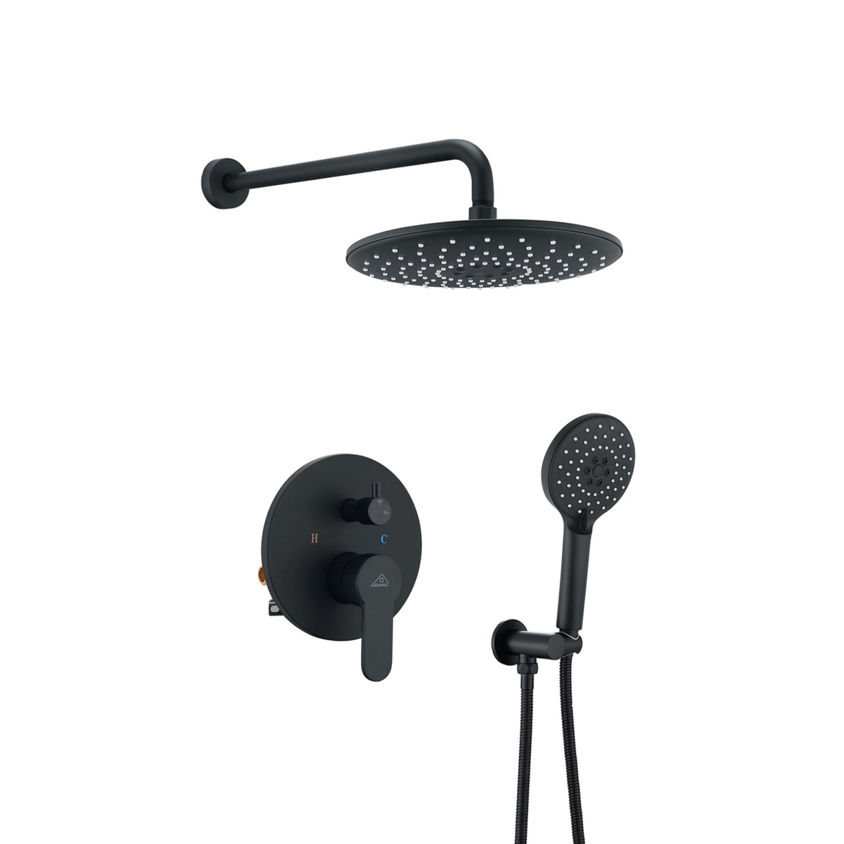 Shower System Ceiling Mounted Shower Faucet Mixer Set with Luxury High Pressure - Black