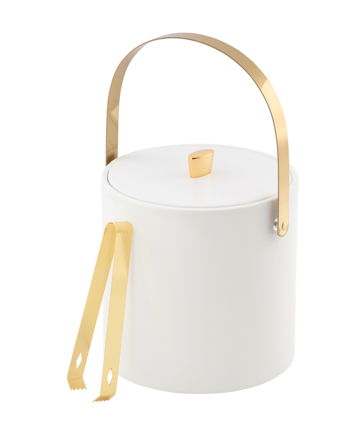 Kraftware Oxford Ice Bucket And Ice Tong, 3 Quart In White