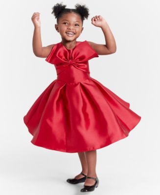 Rare Editions Little Girls Mikado Bow Bodice Dress - Macy's