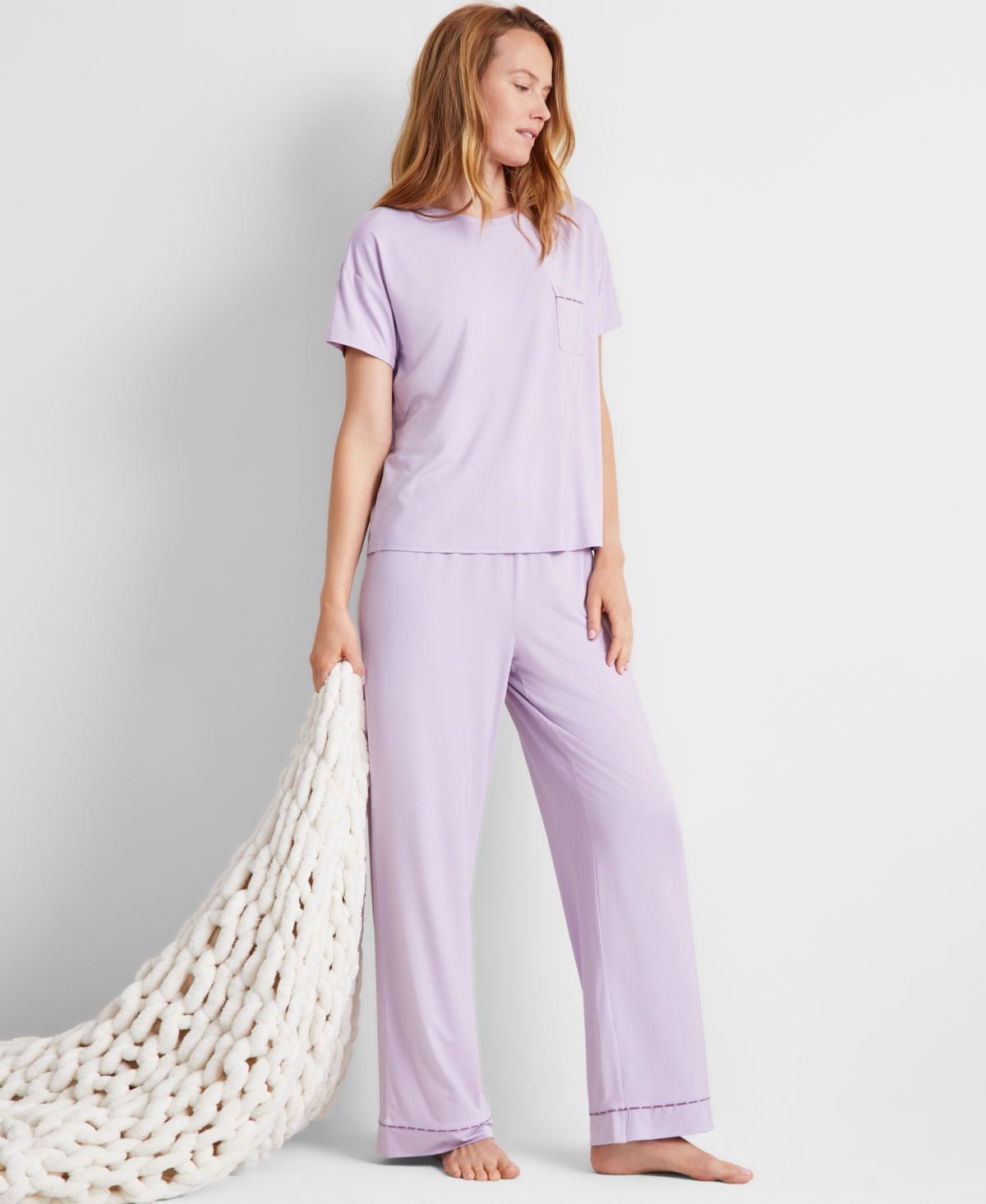 State Of Day Women's 2-pc. Fluid Knit Pajamas Set, Created For Macy's In Frost Bite