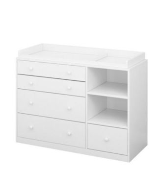 5 Drawers White Wood Kids Changing Table Dresser Chest of Drawers