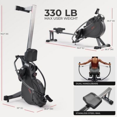 MotionMax SMART Magnetic Rowing Machine – Full Motion Handlebars Low-Impact Full-Body Workouts, w Extended 51” Rail - SF-RW522067