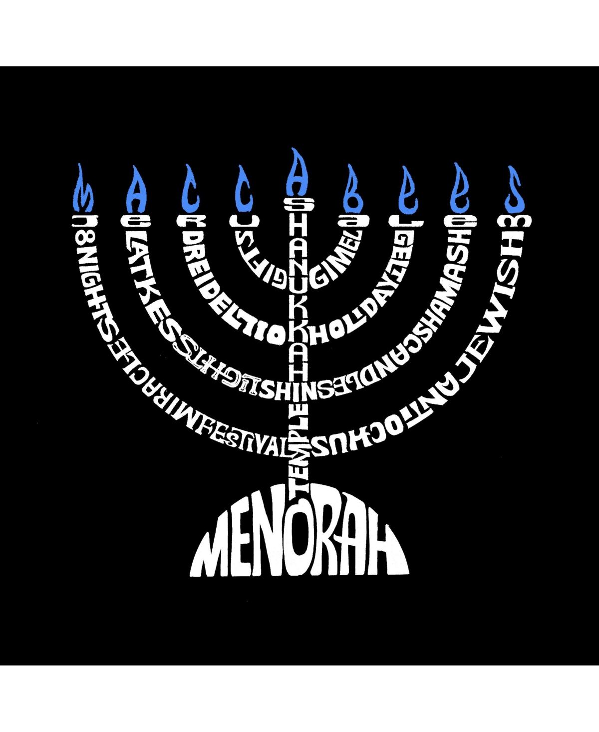 La Pop Art Girls Menorah Word Art Long Sleeve T-Shirt
