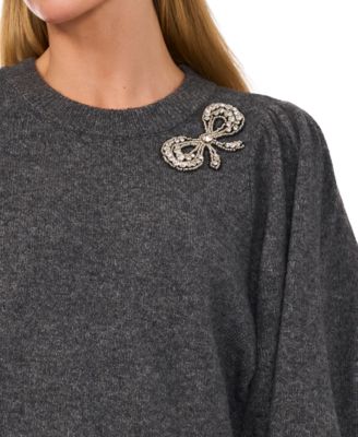 Women's Rhinestone Bow Crew Neck Sweater