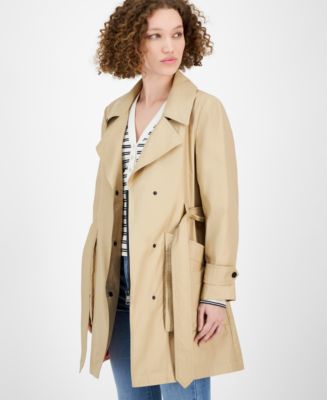 DKNY Jeans Women's Belted Snap-Front Trench Coat - Macy's
