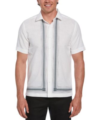 Cubavera Men's Short Sleeve Button-Front L-Shaped Pattern Shirt - Macy's