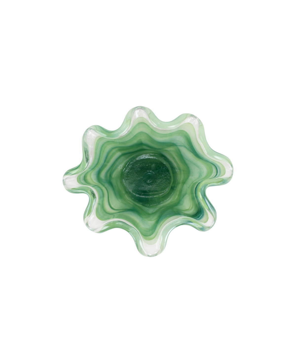 Vietri Onda Glass Petite Ruffled Bowl In Green