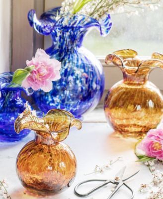 Hibiscus Glass Tortoiseshell Small Fluted Vase