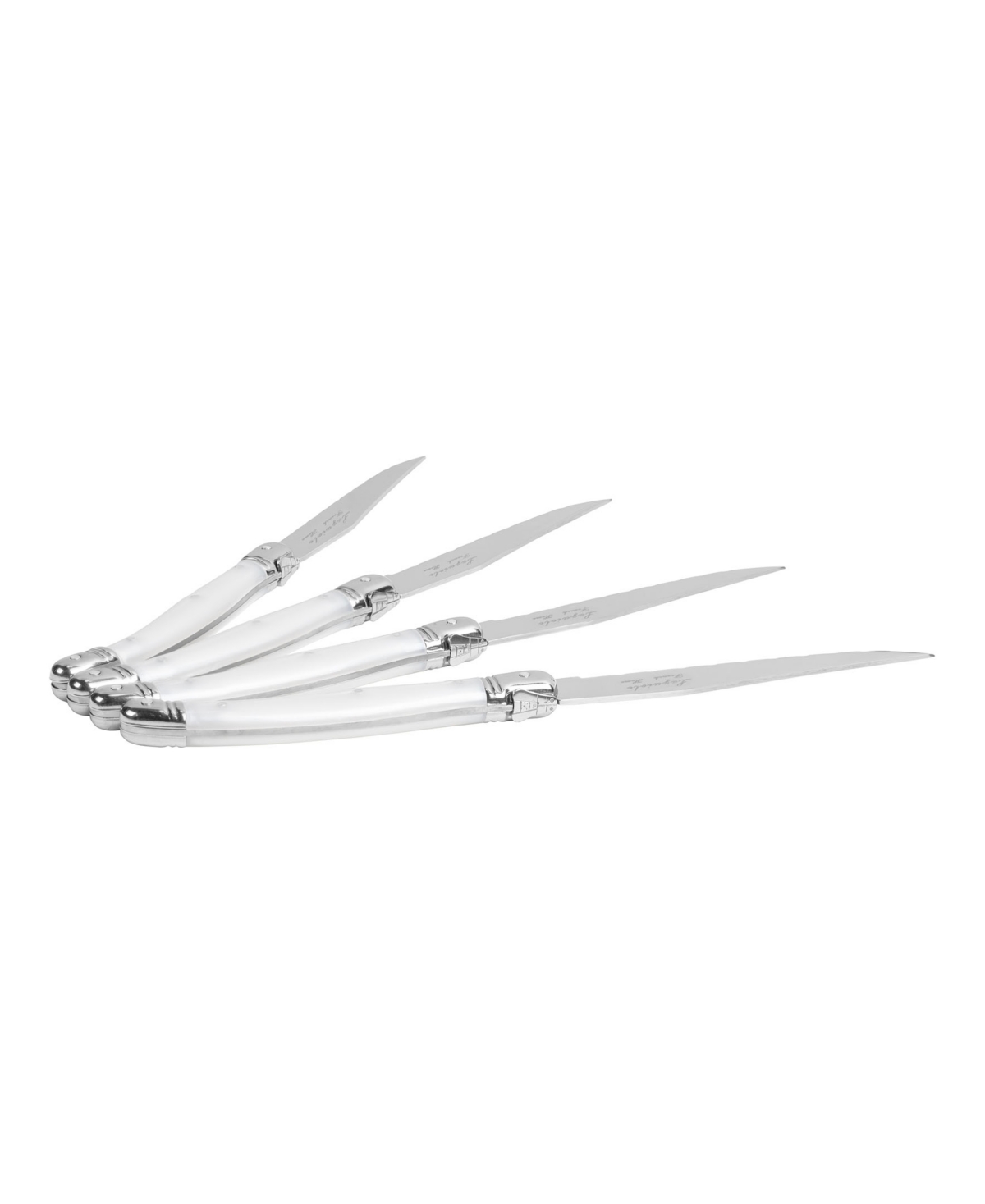 French Home Set Of 4 Laguiole Steak Knives In Pearlized White