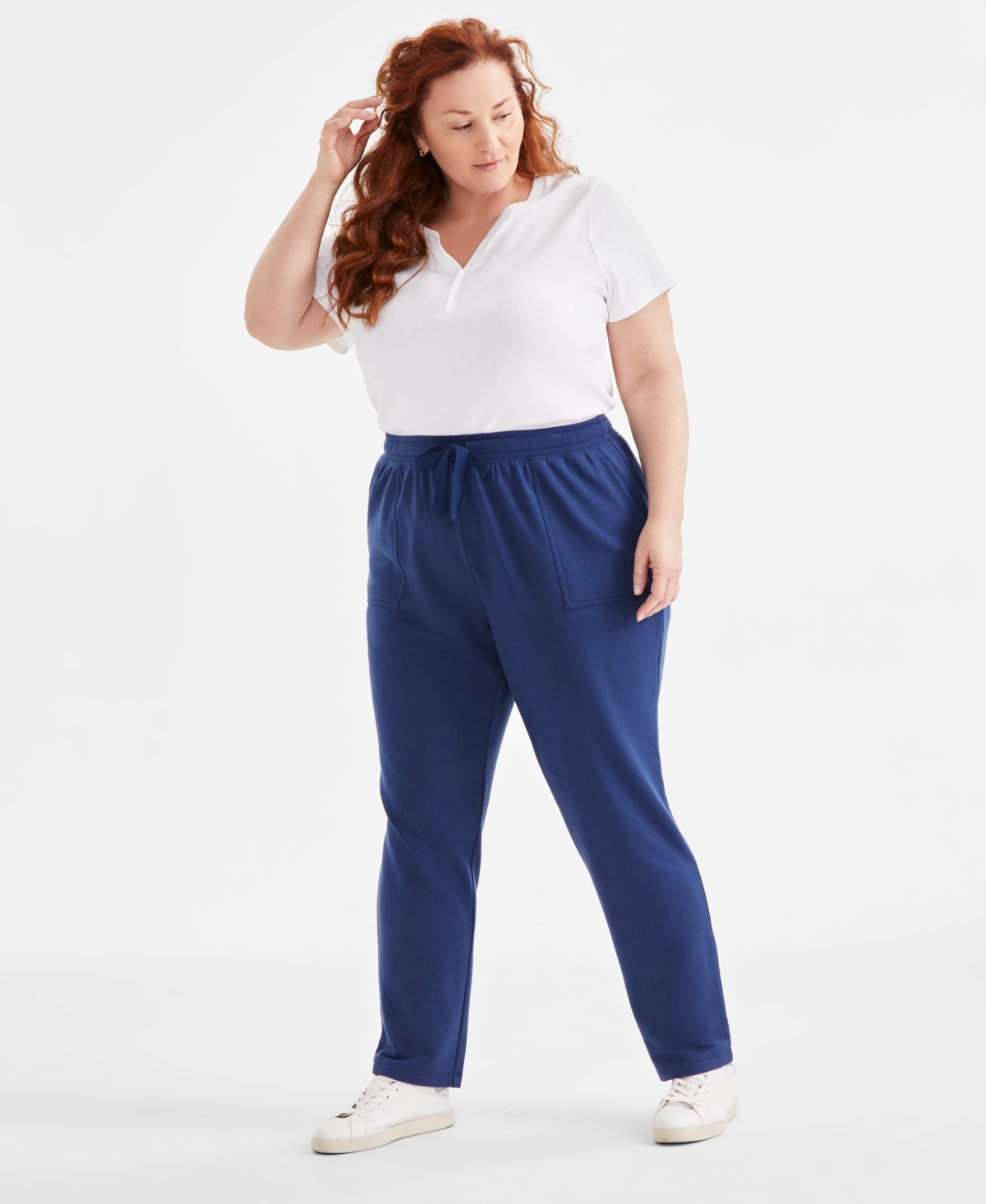 Plus Size Yummy Fleece Drawstring Pants, Created for Macy's - Medium Grey Heather