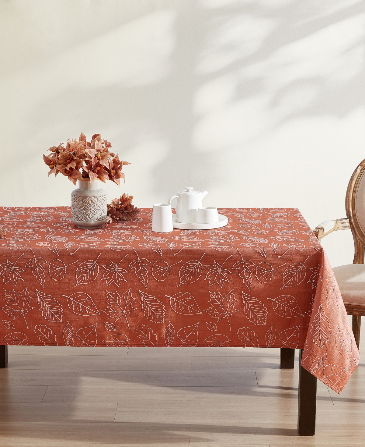Laura Ashley Harvest Raised Woven Tablecloth, 60" X 120" In Maple Taupe