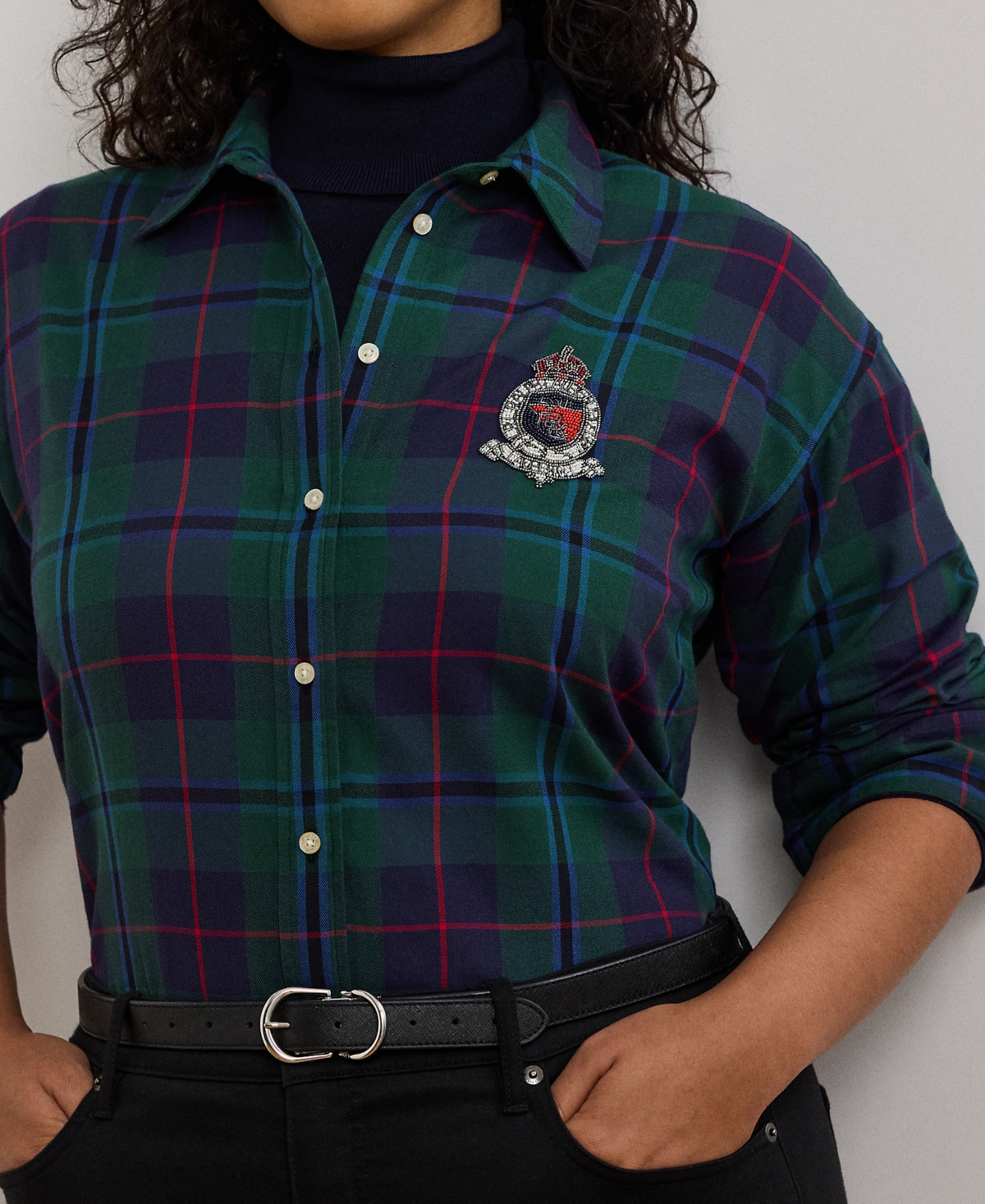 Lauren Ralph Lauren Plus Size Plaid Crest Shirt