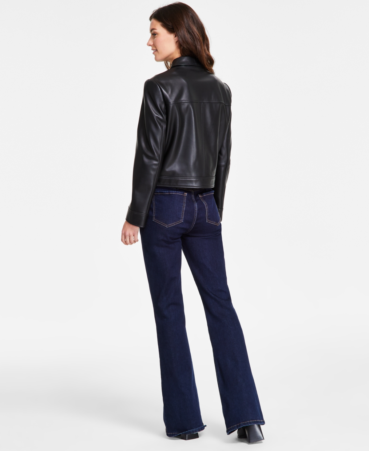 Shop Michael Kors Michael  Women's Leather Zip-front Coat In Black