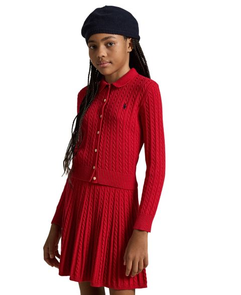 Комплект Polo Ralph Lauren Polo Cardigan Sweater and Skirt, 2-Piece Set для девочек, цвет: Красный