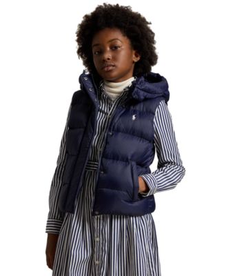 Polo Ralph Lauren Big Girls Hooded Down Vest - Macy's