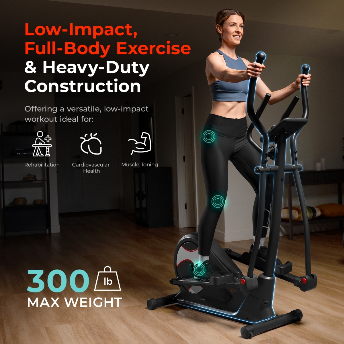 Sunny Health & Fitness Endurance Smart Elliptical Trainer, 300LB Capacity & 15-Level Magnetic Resistance, Home Cardio Cross Training Machine, Exclusiv