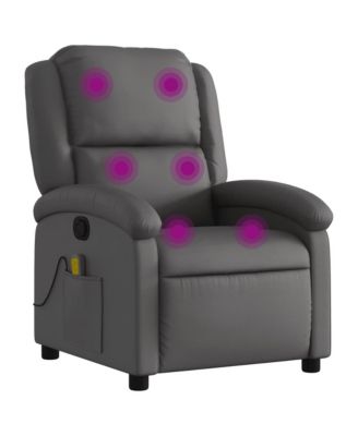 Large Massage Recliner Chair with Real Leather Upholstery, Adjustable Footrest, and Metal-Plywood Frame