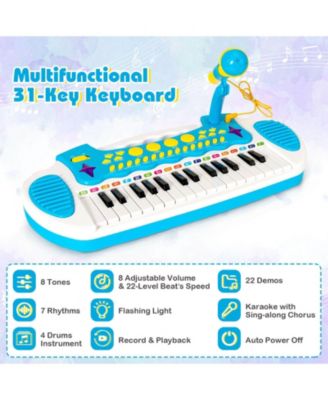 31-Key Kids Piano Keyboard Toy with Microphone and Multiple Sounds for Age 3+