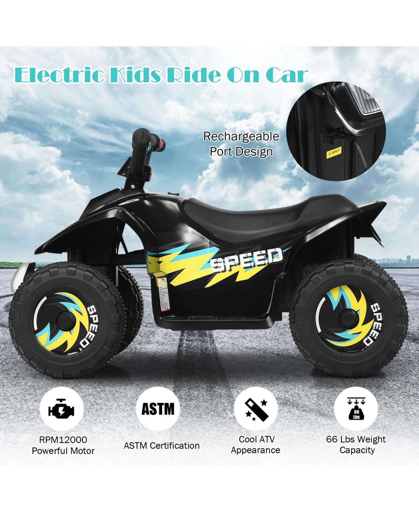 Детская игрушка SUGIFT 6V Kids Electric ATV 4 Wheels Ride-On Toy with 50 Minute Battery, Forward-Reverse and Astm Certified Build — фото 5