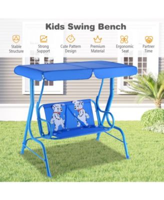 Outdoor Kids Patio Swing Bench with Canopy 2 Seats