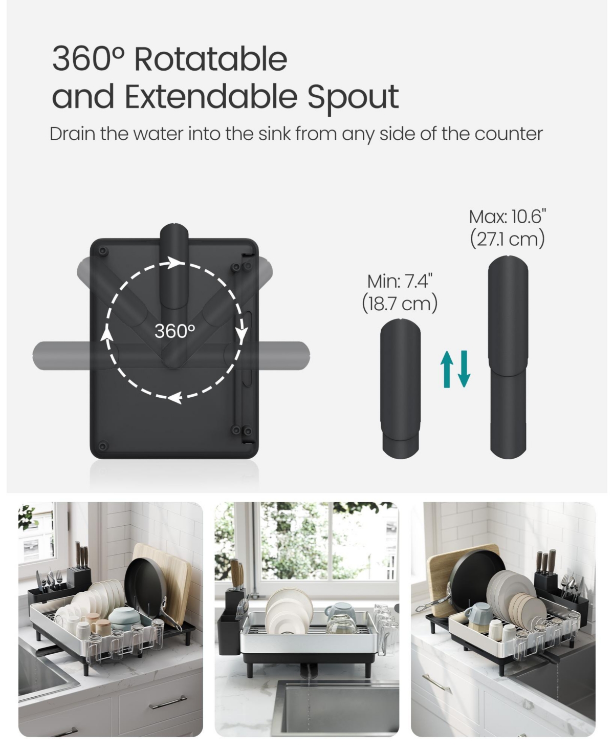 Slickblue Expandable Dish Drying Rack for Kitchen Counter