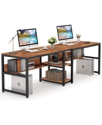  78.7" 2-Person MDF Bookshelf & Storage Shelves Rustic Desk