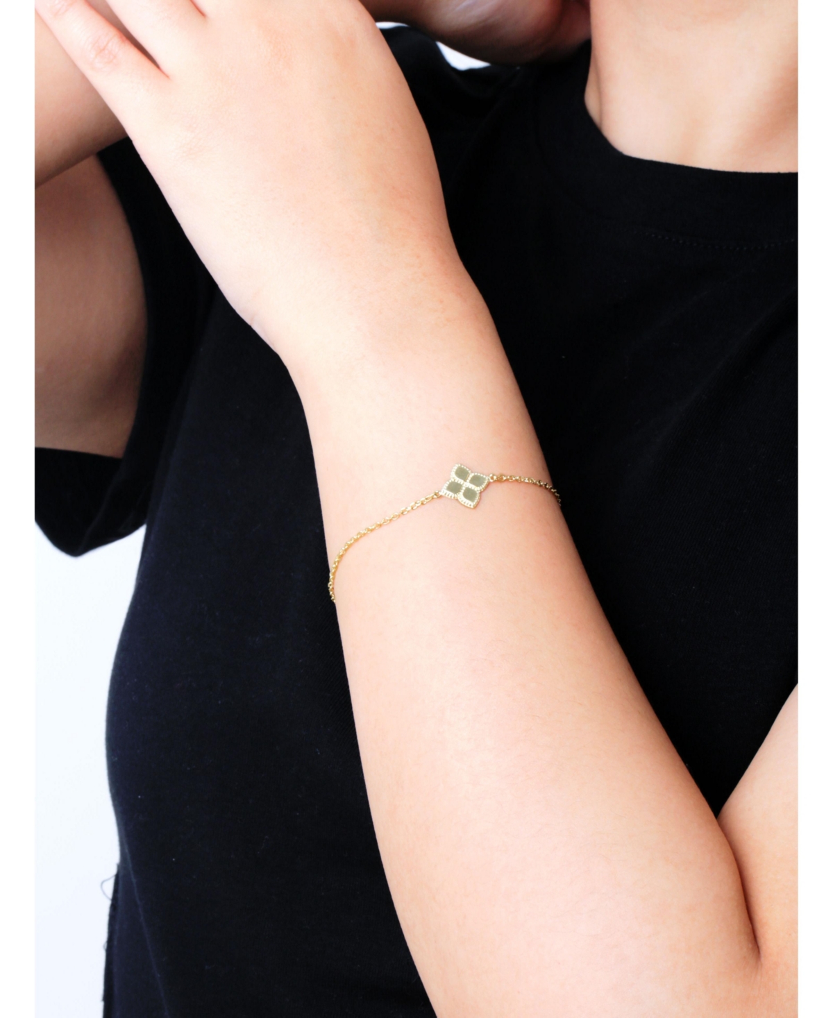 Devata Clover Chain Bracelet in 14K Gold, 6.5 in adj to 7.5 in, approx. 2.4 grams