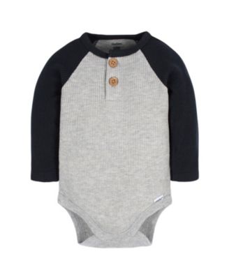Baby Boys Long Sleeve Henley Style Onesies Bodysuits, 2-pack