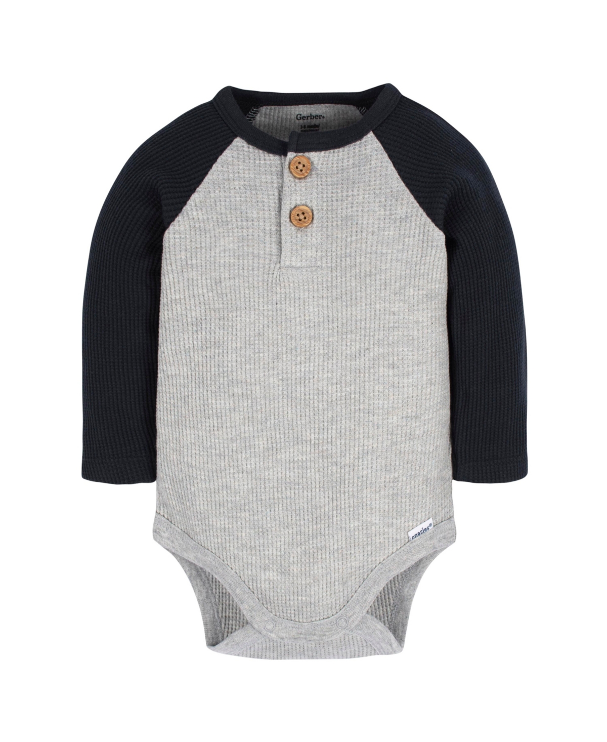 Gerber Baby Boys Long Sleeve Henley Style Onesies Bodysuits, 2-pack