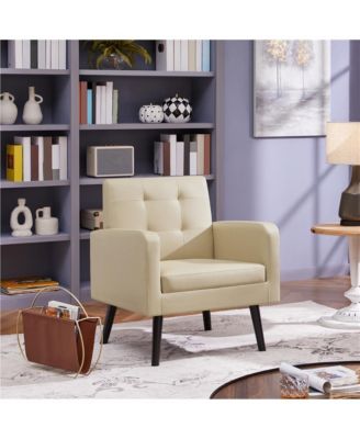Modern Faux Leather Arm Chair Tufted Accent Chair