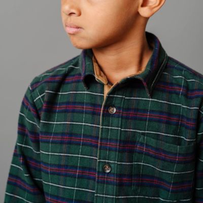 Boys Long Sleeve Flannel Shirt with Suede Detail