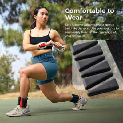 4 LB Wearable Arm & Ankle Weights, Set of 2 (2 LB Each) with Adjustable Silicone Strap