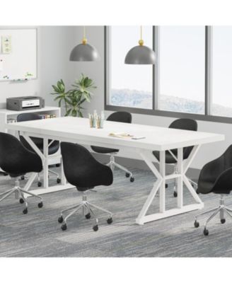 6FT Conference Table, 70.86 L x 31.49 W x 29.52 H Inches Rectangle Meeting Room Table, Rustic Wood Seminar Table Executive Desk