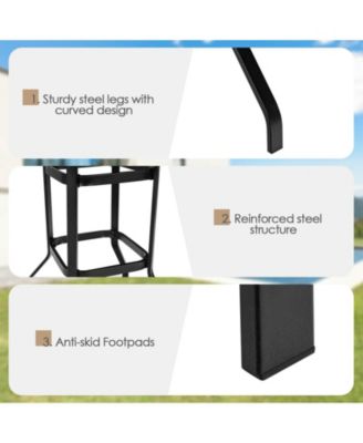 32 Inches Outdoor Steel Square Bar Table with Powder-Coated Tabletop