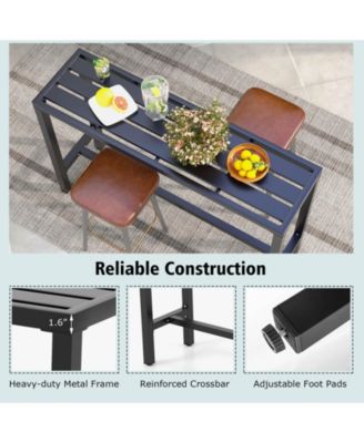 55 Inch Outdoor Bar Table with Waterproof Top and Heavy-duty Metal Frame