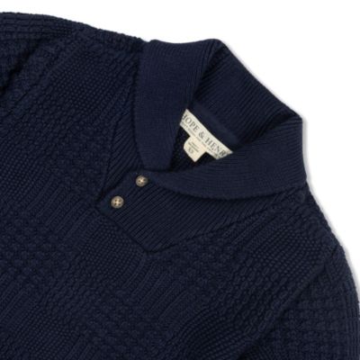 Baby Boys Long Sleeve Textured Shawl Collar Sweater