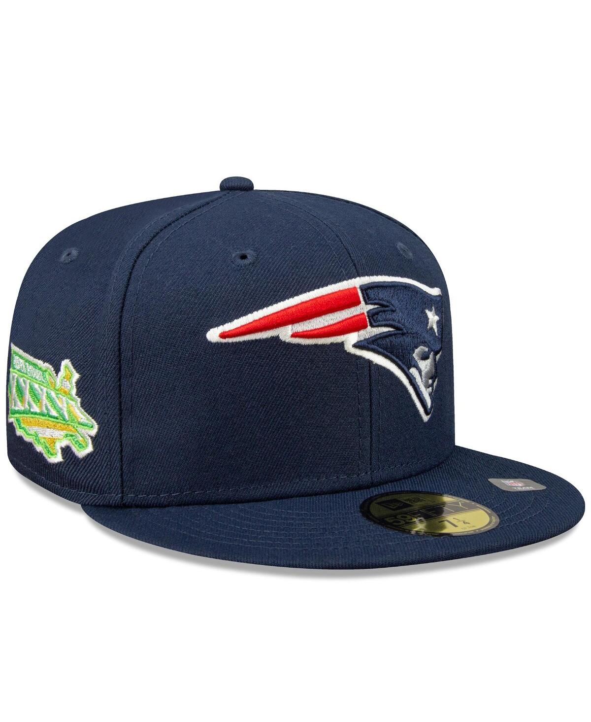 Men's Navy New England Patriots Super Bowl XXXVi Citrus Pop 59FIFTY Fitted Hat - Navy