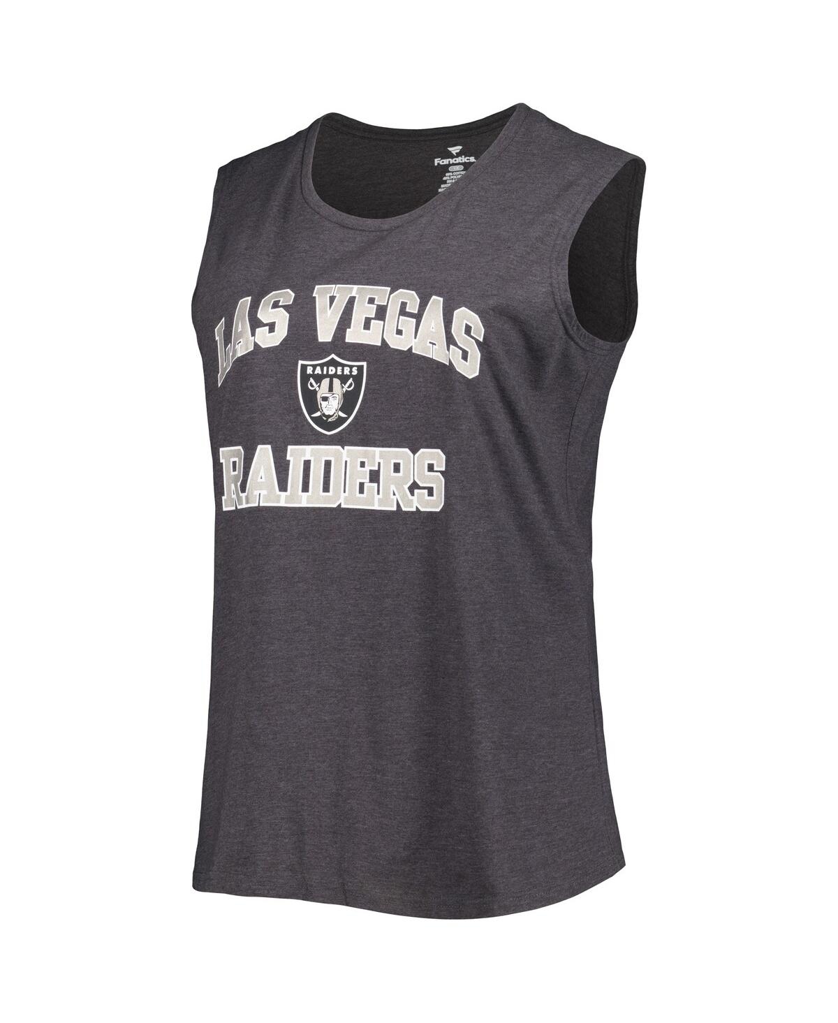 Fanatics Women's Heather Charcoal Las Vegas Raiders Plus Size Tank Top In Heather Charcoal