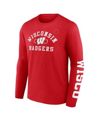 Men's Red Wisconsin Badgers Modern Arch 2-Hit Long Sleeve T-Shirt
