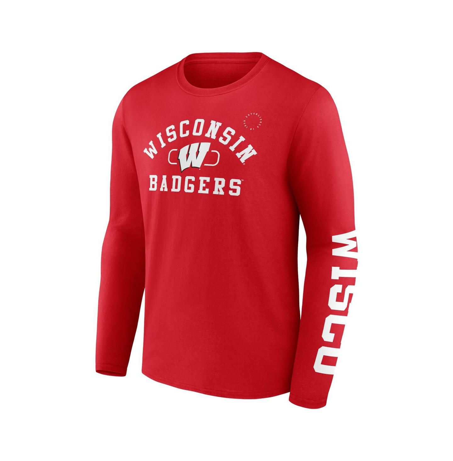 Мужская футболка Fanatics Red Wisconsin Badgers Modern Arch 2-Hit Long Sleeve — фото 2