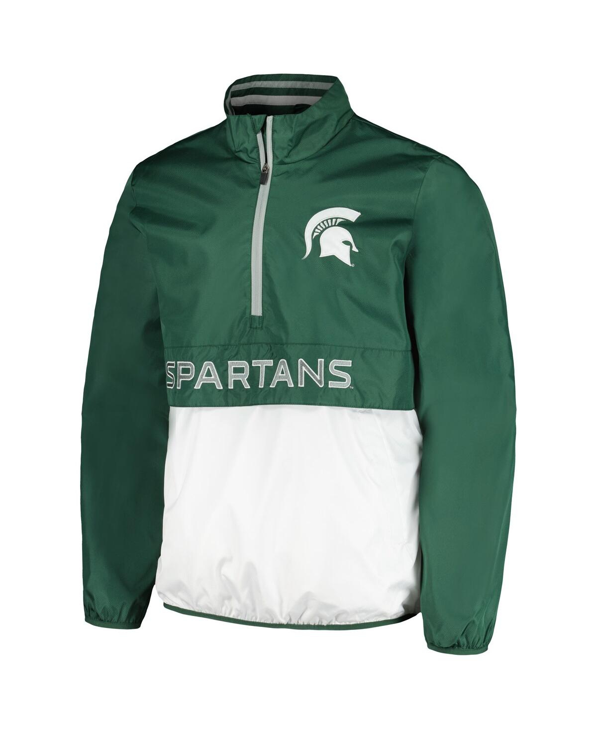 G-III SPORTS BY CARL BANKS MEN'S GREEN MICHIGAN STATE SPARTANS CORNERMAN HALF-ZIP TOP 