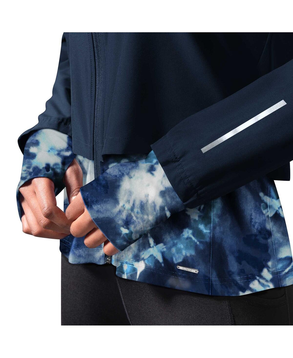 Msx By Michael Strahan Women's Navy New York Giants Grace Raglan Full-zip Running Jacket In Navy