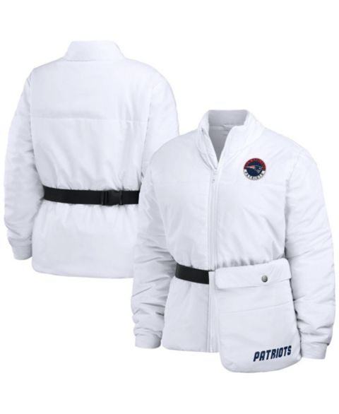 Женские куртки WEAR by Erin Andrews Women's White New England Patriots Packaway Full-Zip Puffer Jacket