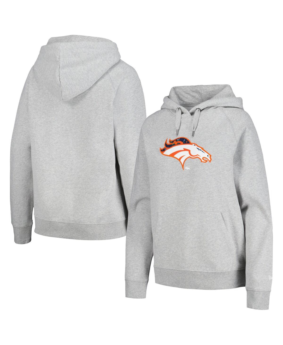 New Era Women's Gray Denver Broncos Floral Raglan Pullover Hoodie