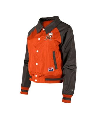 Women's Orange Cleveland Browns Coaches Raglan Full-Snap Jacket
