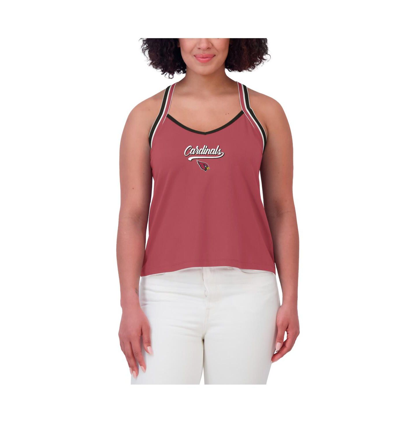 Женский топ WEAR by Erin Andrews Cardinal Arizona Cardinals Cross Strap Tri-Blend — фото 4