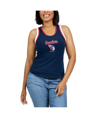 Women's Navy Cleveland Guardians Colorblock Racerback Tank Top