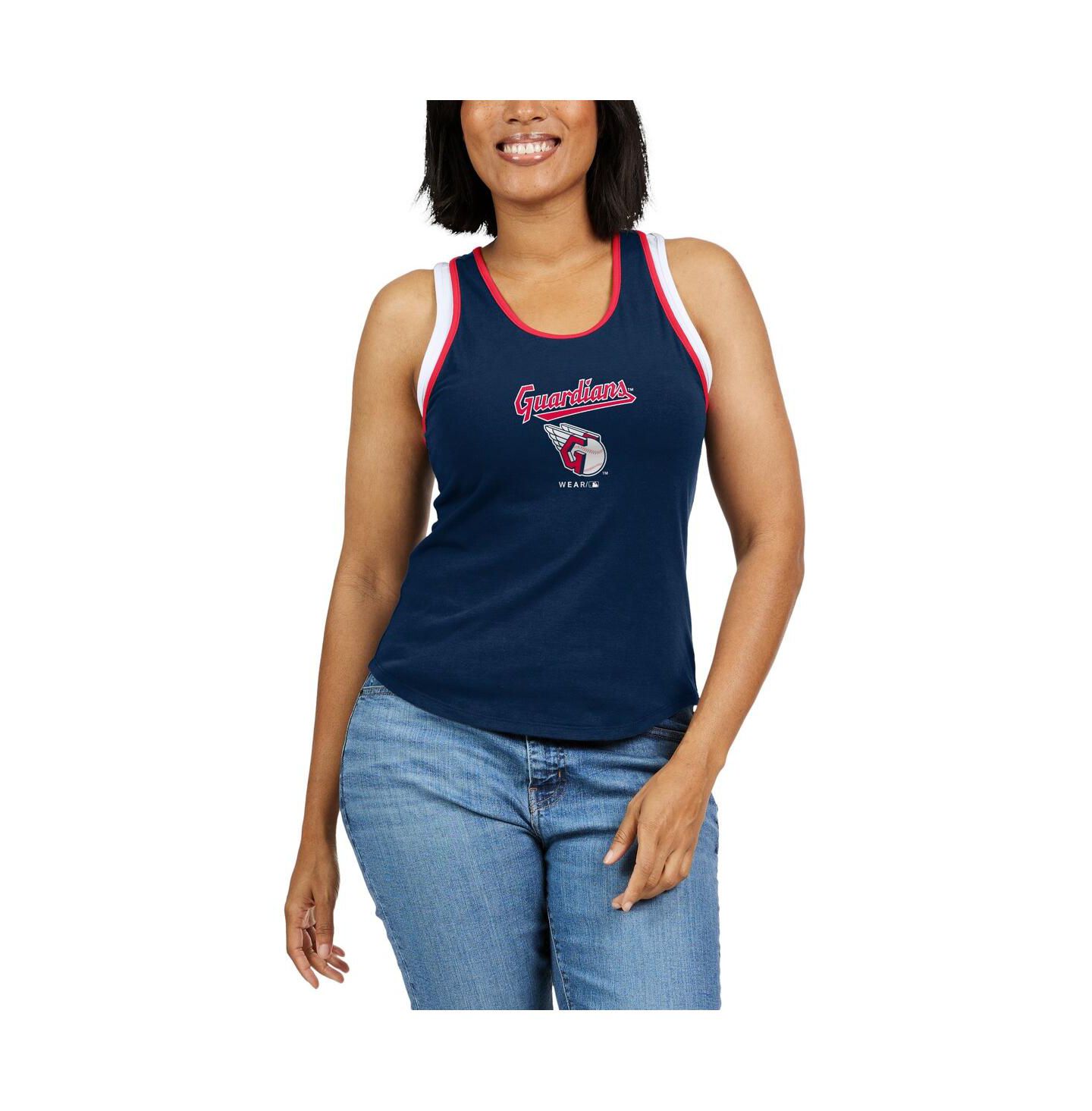 Женский топ WEAR by Erin Andrews Navy Cleveland Guardians Colorblock Racerback — фото 4
